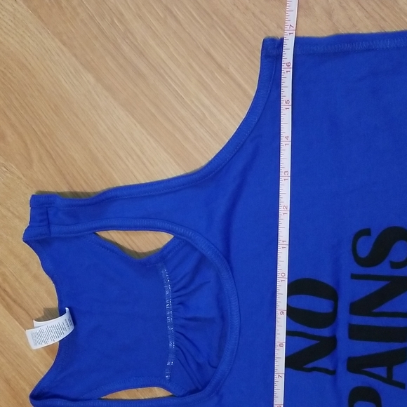 Bella + canvas blue tank top no pain no booty gains size medium - Picture 7 of 8